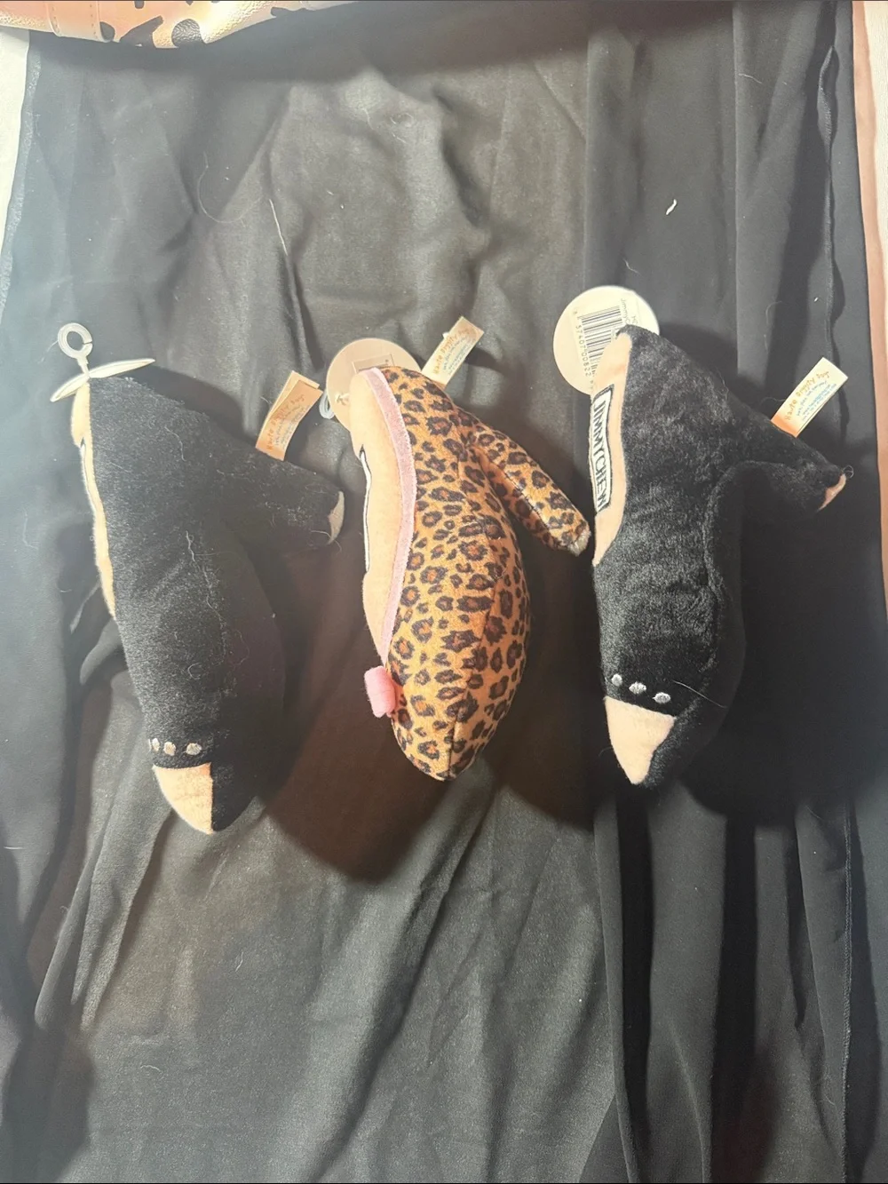 Ty Plush Dog Toy Trio Black Pink Brown Leopard